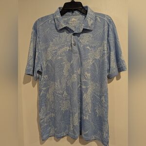 Tommy Bahama Men's Polo Casual Preppy Shirt Hawaiian Print Size Large